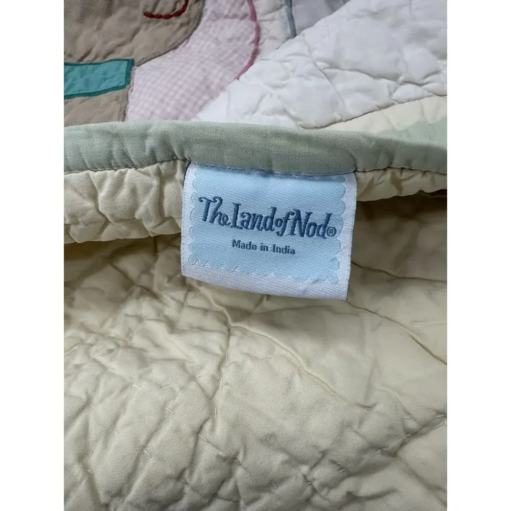 Whimsical Land of Nod Animal Crib Quilt Baby Blanket Play Mat Nursery Decor